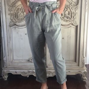 ZARA High waisted paper bag waist pants